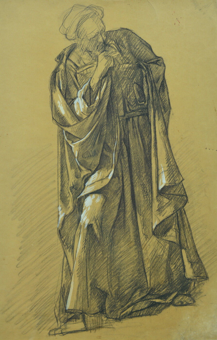 Old Portrait Drawing Of A Man French School Renaissance AUG. BIGAND