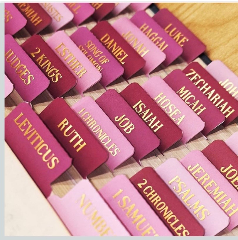 Laminated Bible Tabs, Gold Foil Embossed Lettering Bible Chapter Index Tabs 