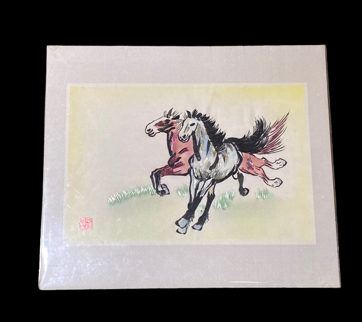 Contemporary China Original Wheat Stalk Cutting ‘Horse’ Horses Artist Unknown