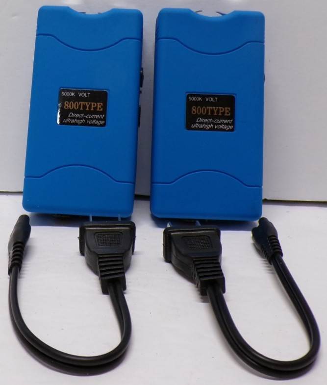 Lot of 2 Blue 800 Type Rechargeable Stun Gun w/LED Flashlight