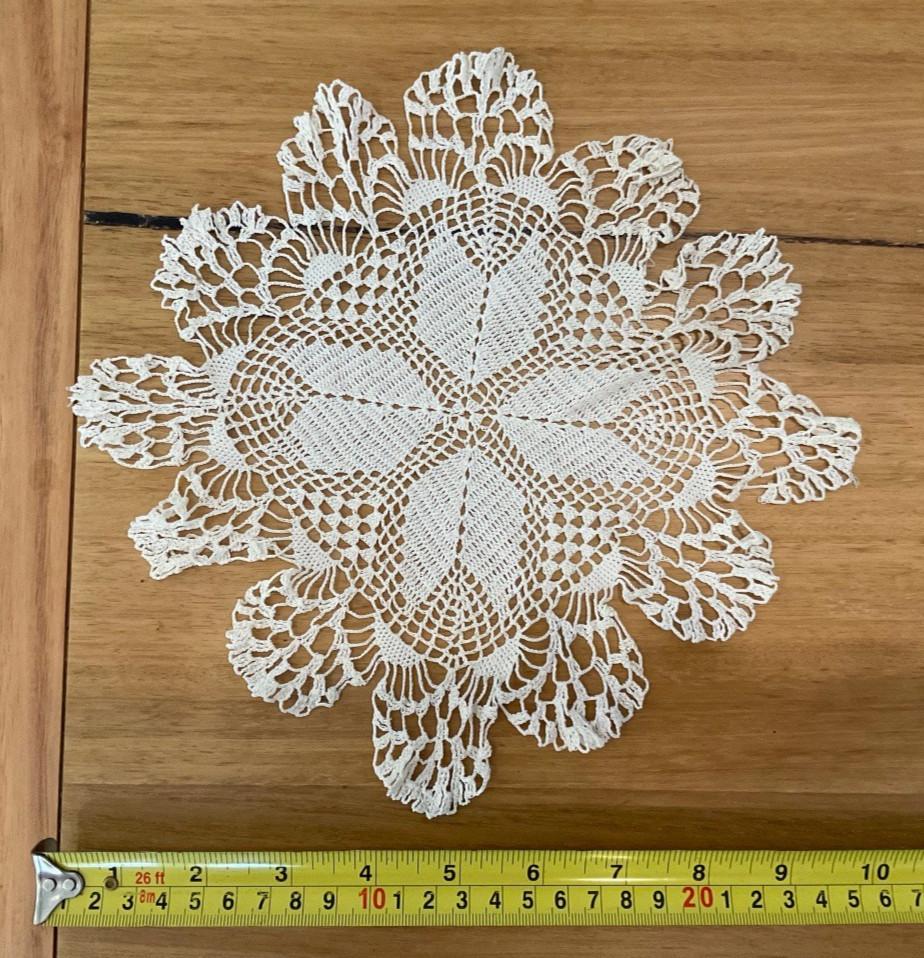 Vintage Handmade crocheted  Doily Star shaped cottage core - 10 inch cream