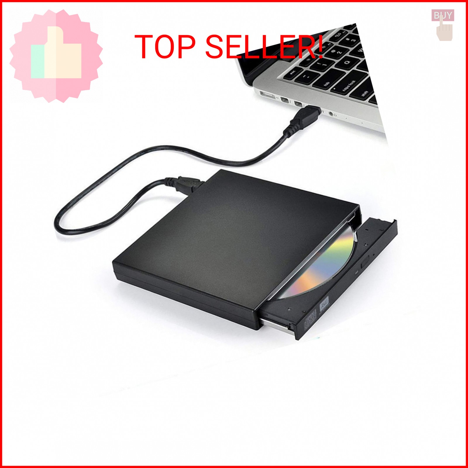 Blingco External CD DVD Drive, USB 2.0 Slim Protable External CD-RW Drive DVD-RW
