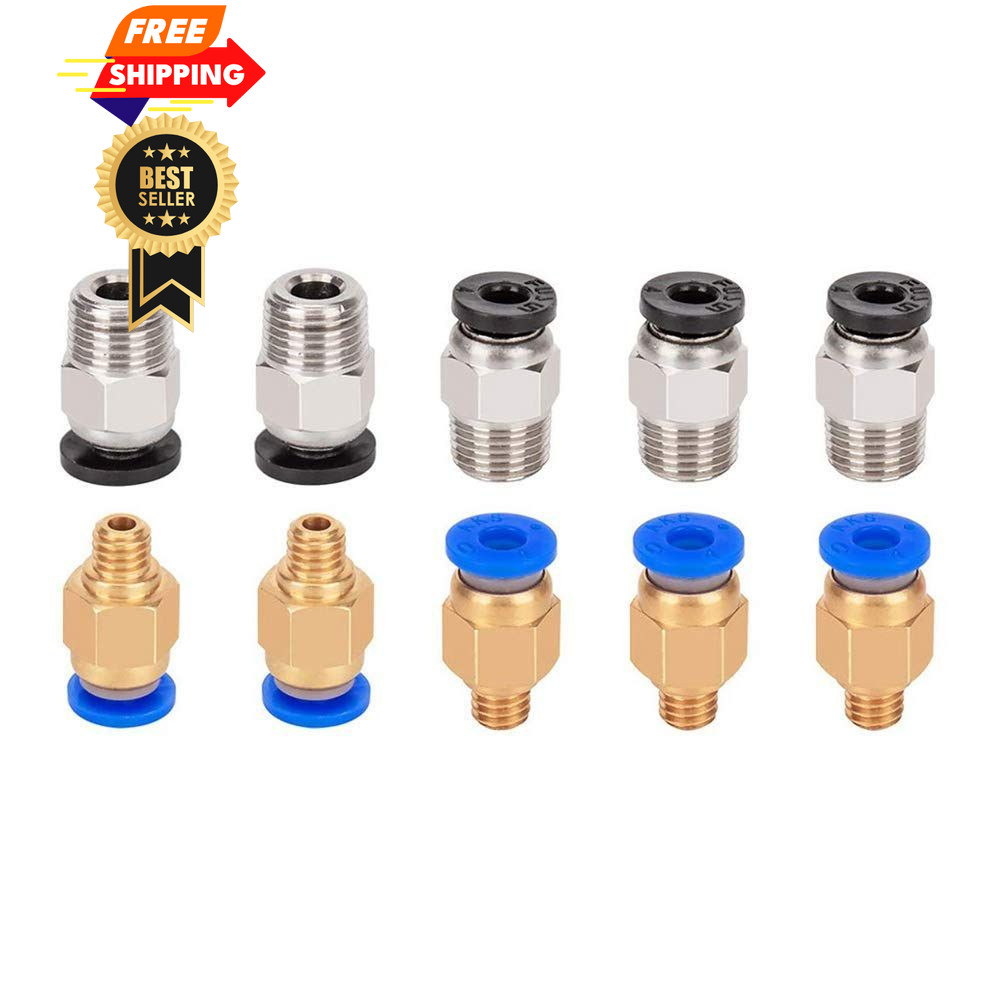 Aokin 5 Pcs PC4-M6 Pneumatic Fitting and 5 PC4-M10 4 mm, 10Pcs Mix 