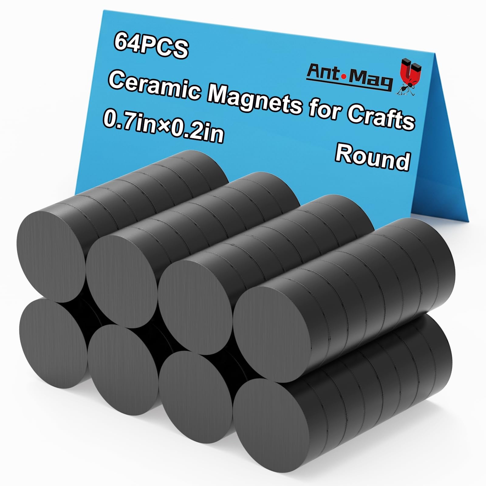 Ant Mag Ceramic Magnets for Crafts Round Black Industrial 0.7*0.2in, 