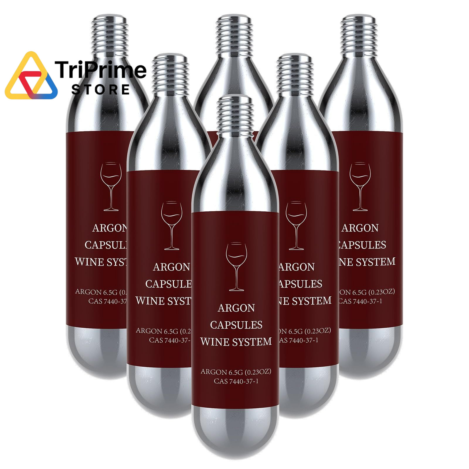 6 Pack Argon Gas Capsules Compatible with Wine Preservation 6 PACK, Silver 