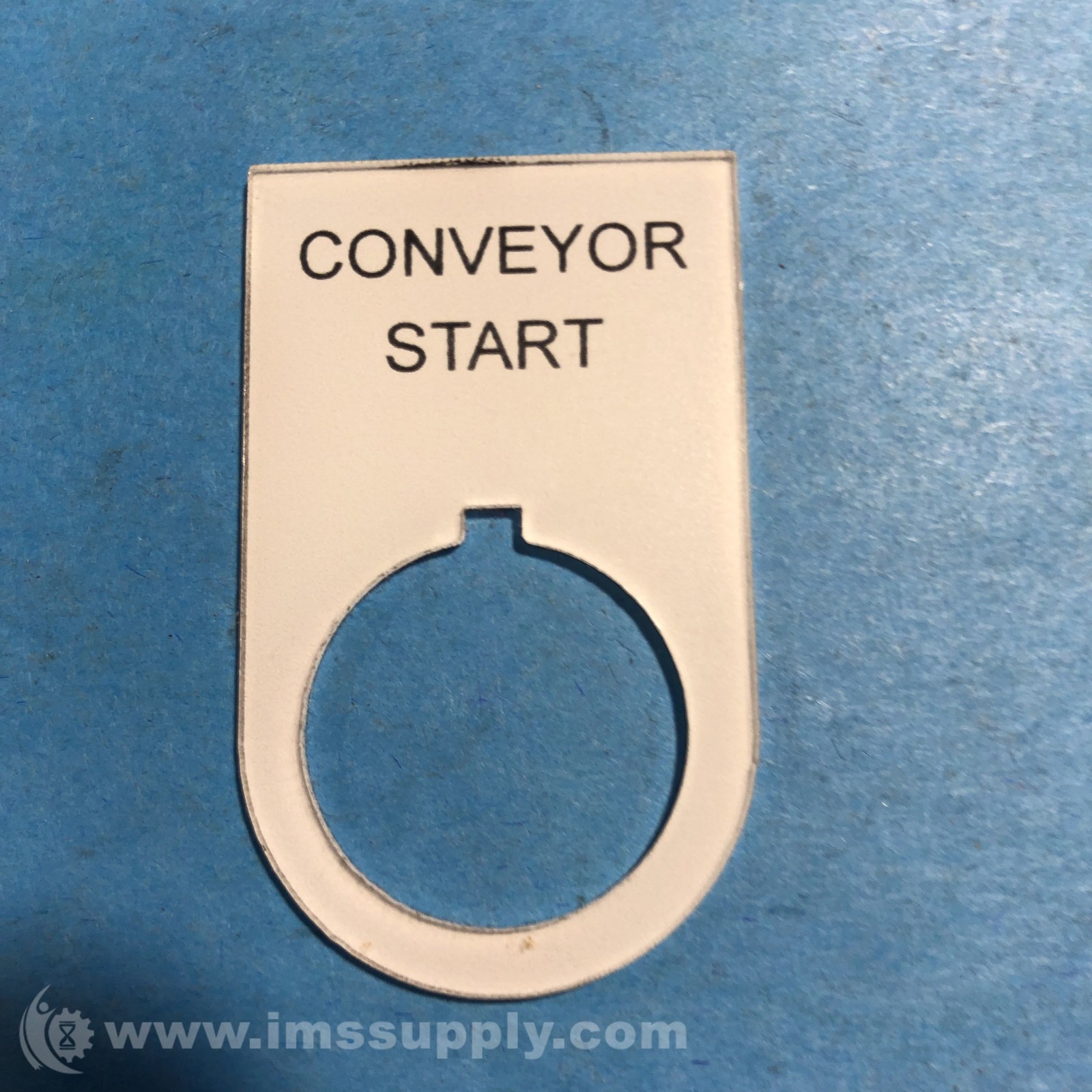 Legend Plate, Conveyor Start, Black / White Plastic USIP