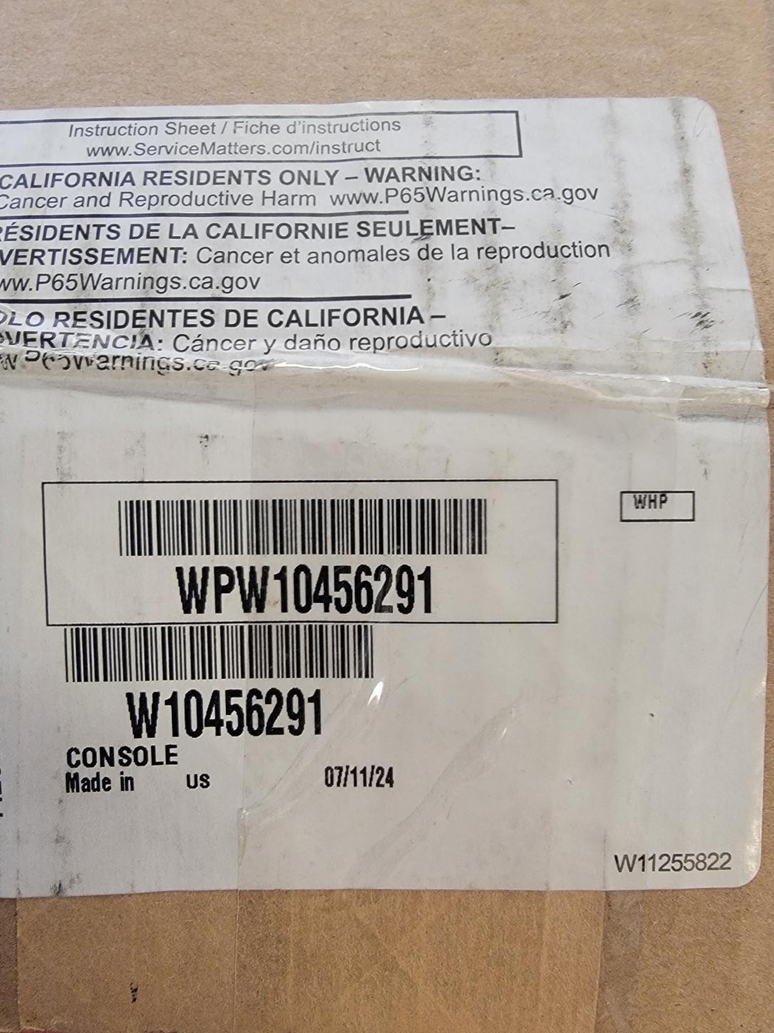 BRAND NEW Kenmore Dishwasher Control Panel WPW10456291