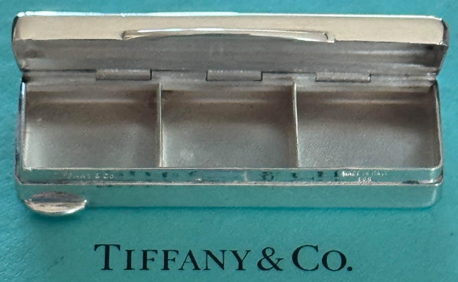 Tiffany & Co Pill Box Container  3 Compartments Sterling Silver 925