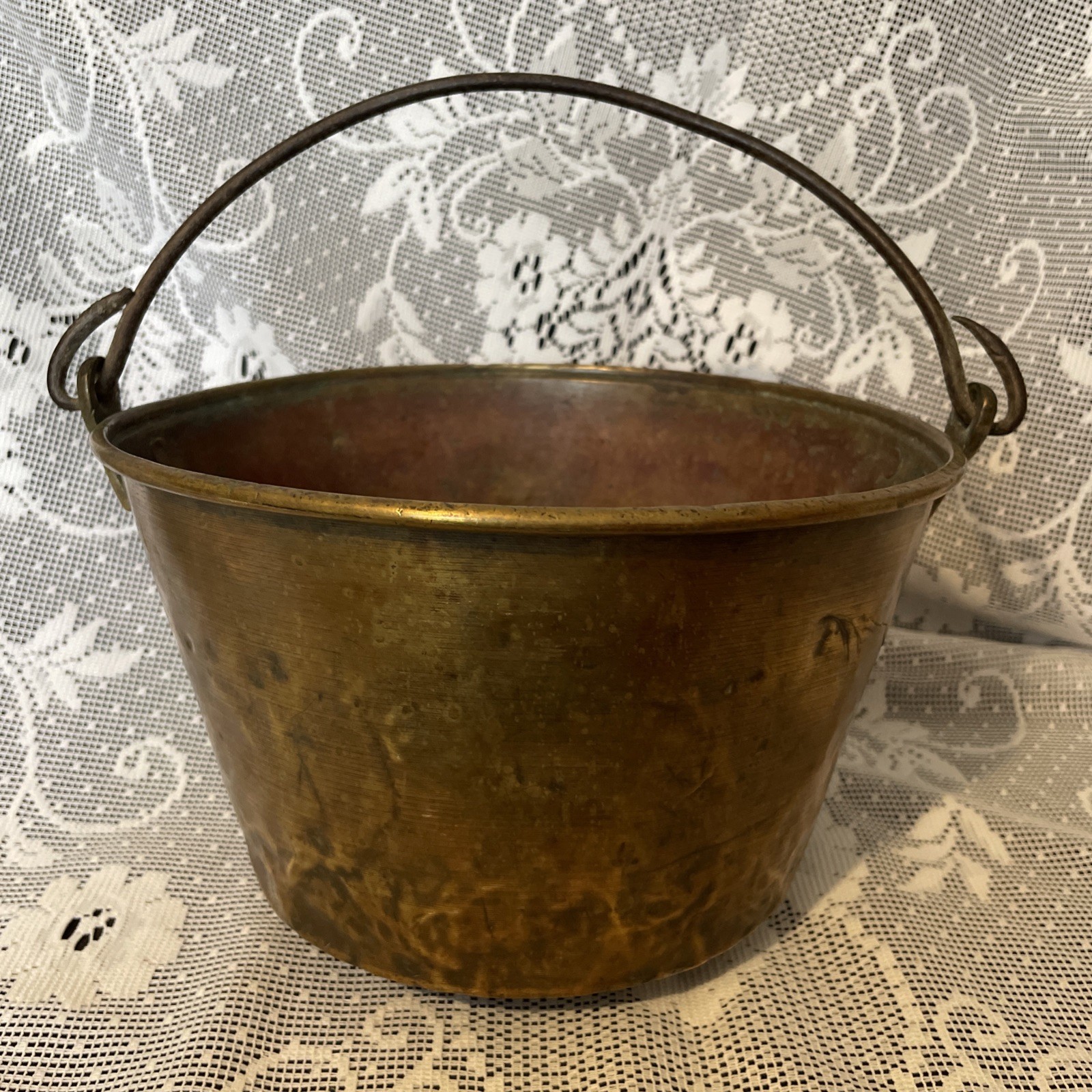 Antique Primitive Gathering Bucket  Ansonia Brass Co ~ H W Hayden’s Dec 16 1851
