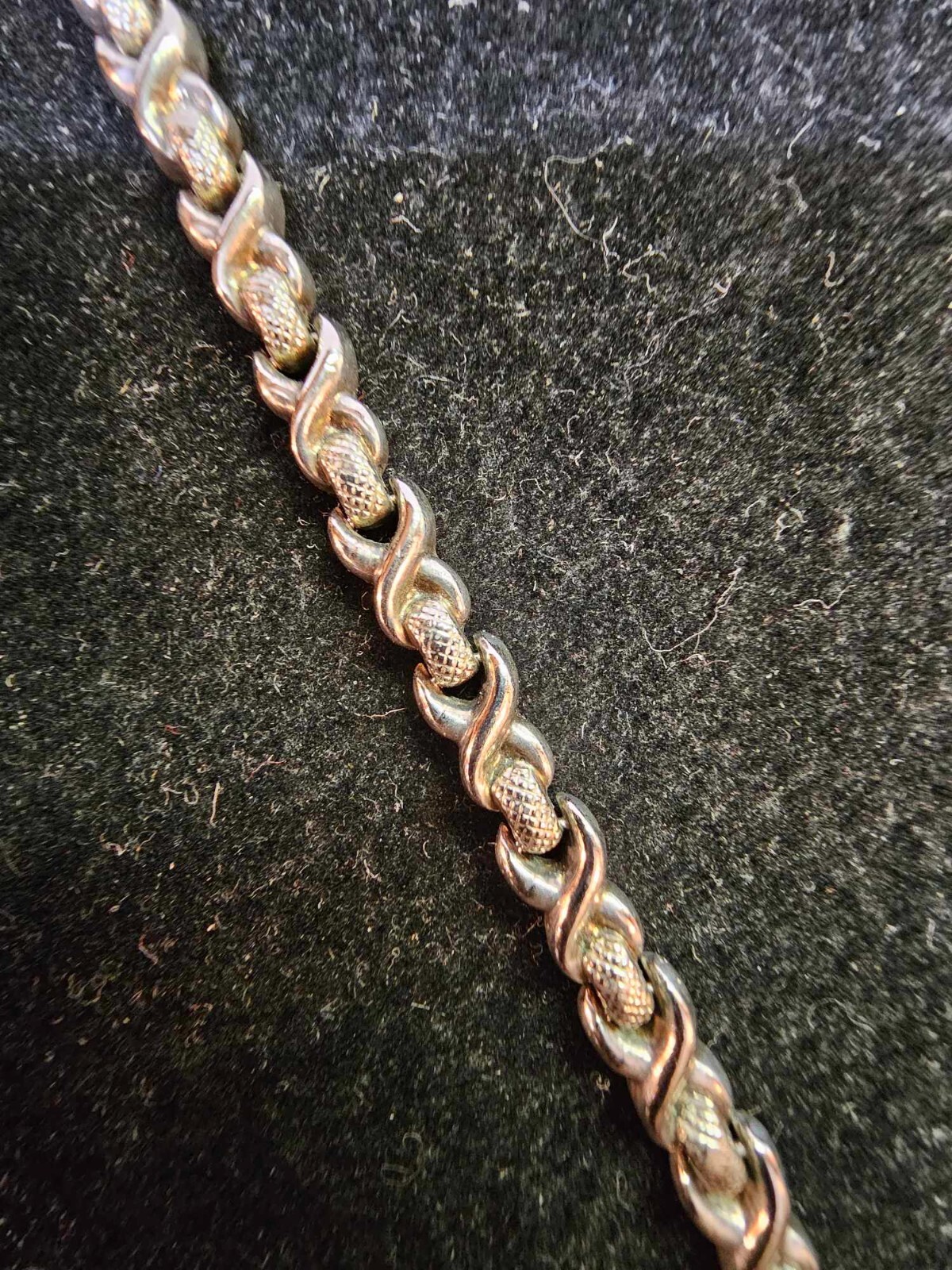 Vtg Silvertone X" Chain Link Bracelet w/ 925 Clasp 7in"- S65