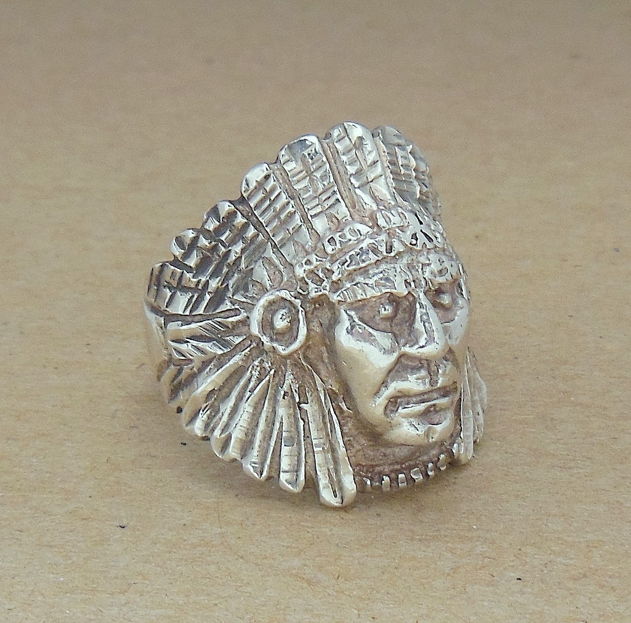 Vintage 925 Sterling Silver Eagle Feathered Headdress Indian Chief Ring SZ 10.25