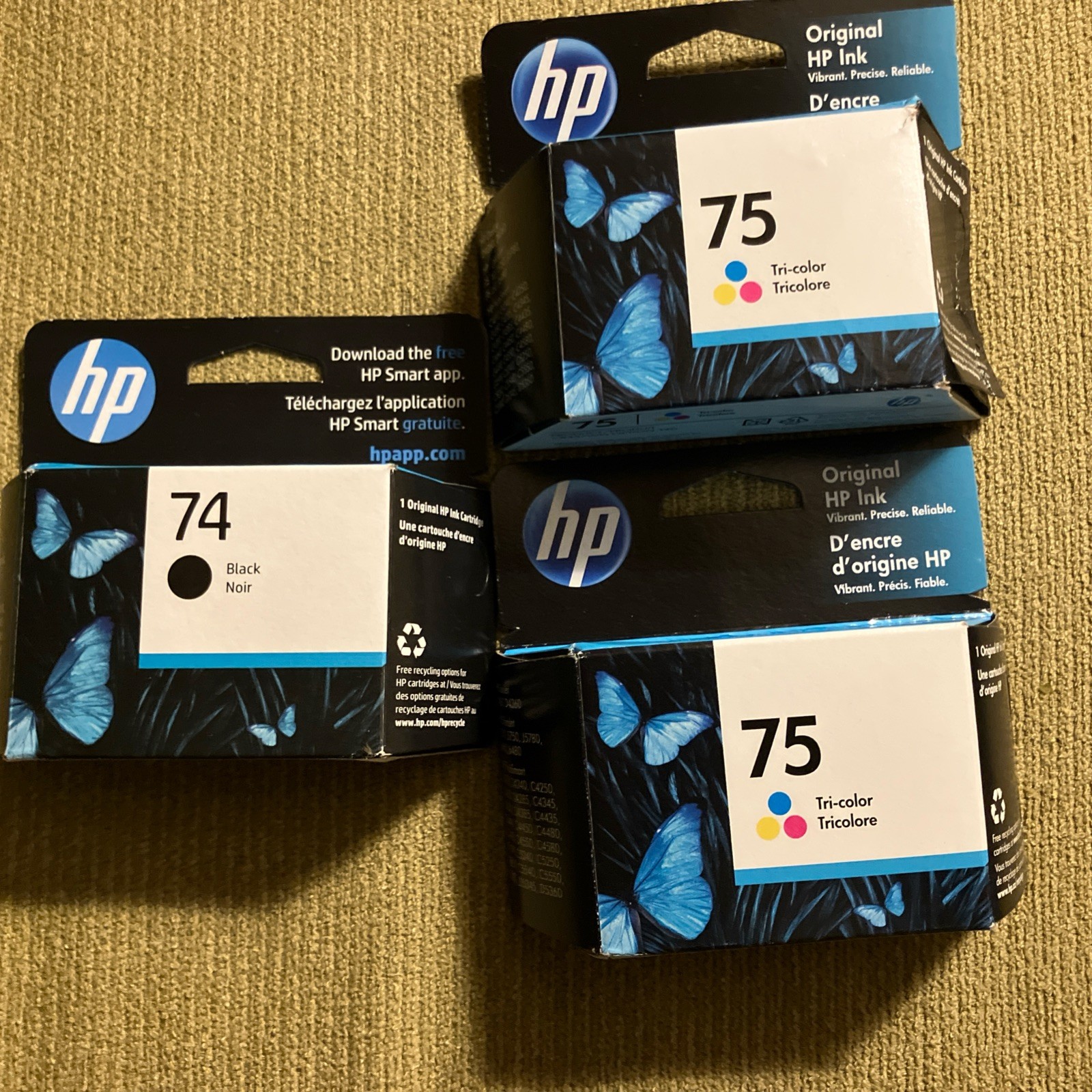 Printer Ink Cartridge. Compatible with HP 75 and 74.  New Sealed.