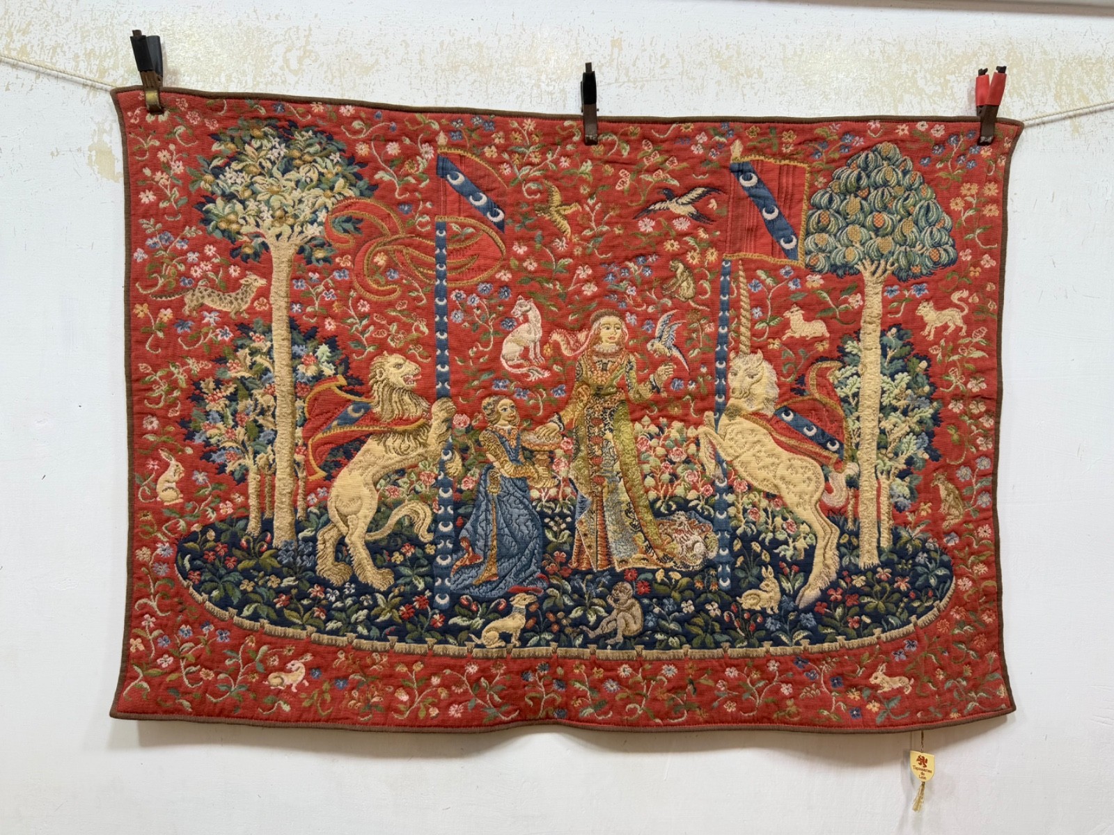 Vintage Stunning France Aubusson Style Pictorial Figurative Tapestry Wall Hang