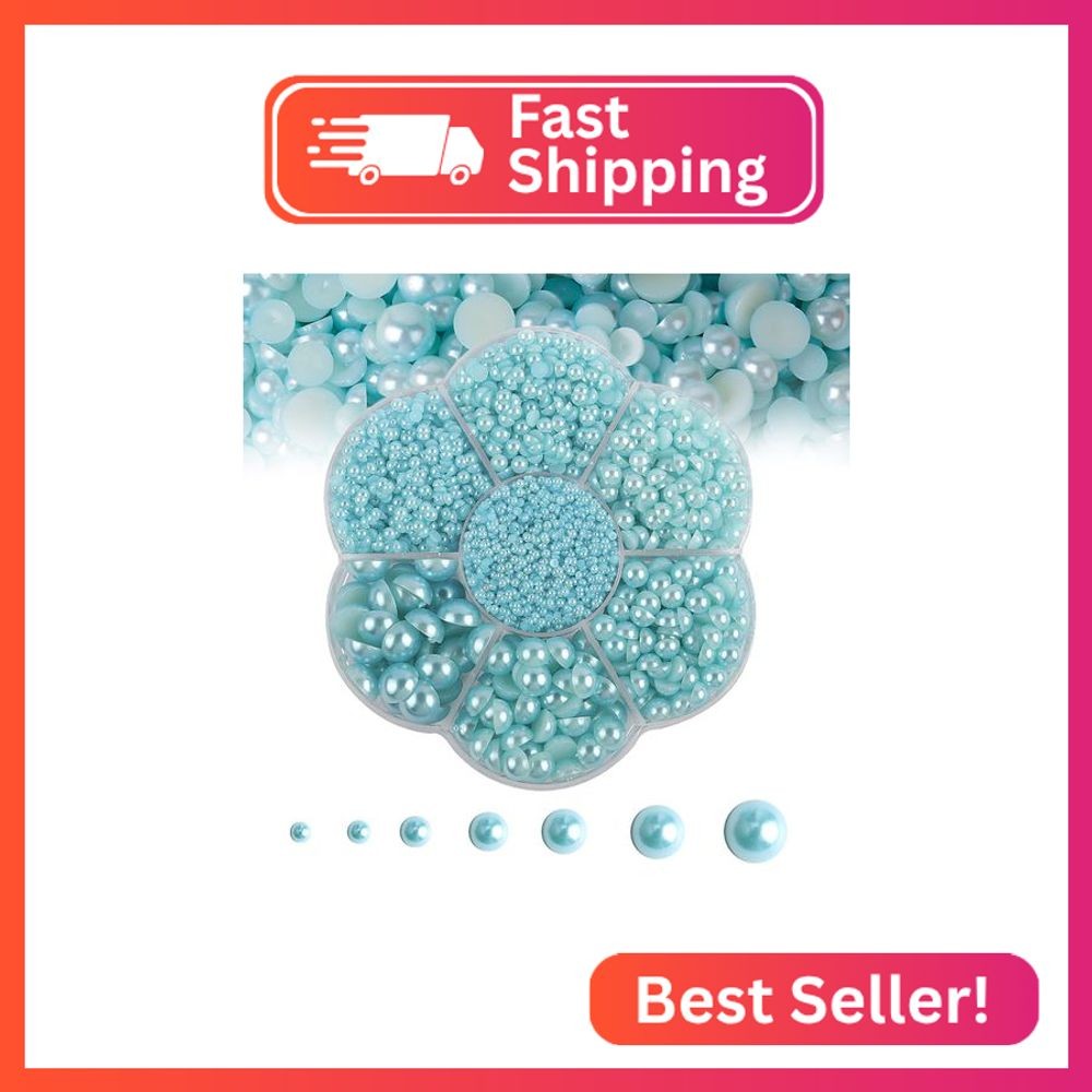5600PCS Half Round Pearls Flatback Imitation Pearls for Crafts,7 Sizes for DIY N