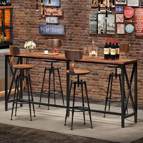 70.9'' Bar Table, Kitchen 70.9"L x 15.7"W x 35.4"H Rustic Brown and Black