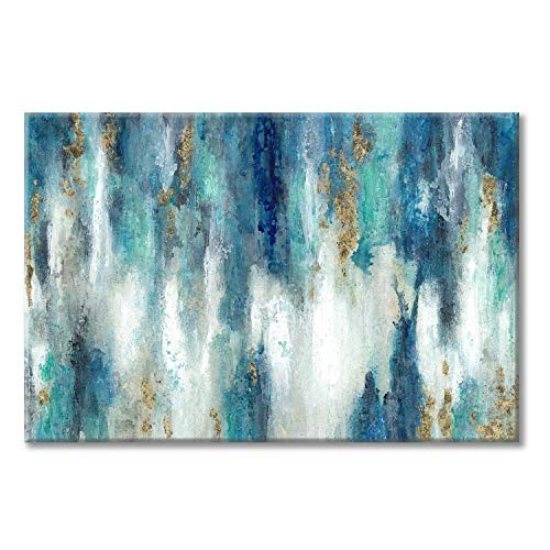 Blue And Gold Wall Decor Set Abstract Canvas Wall 36"L x 24"W Abstract wall art