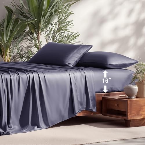  100% Rayon Viscose Derived from Bamboo Sheets Set - Size 4 King Dark Blue