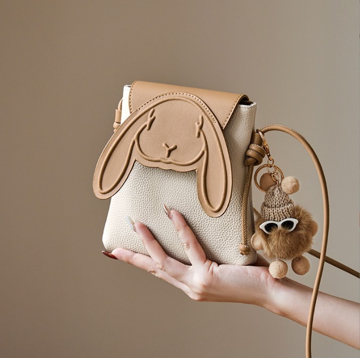 Mini handbag for mobile phone, autumn and winter high-end leather messenger bag