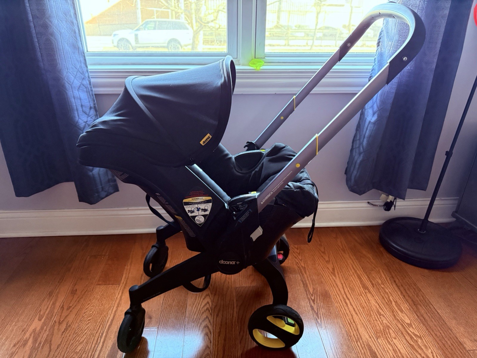 Doona Black Infant Travel System Stroller Folding Hood Canopy Single Seat