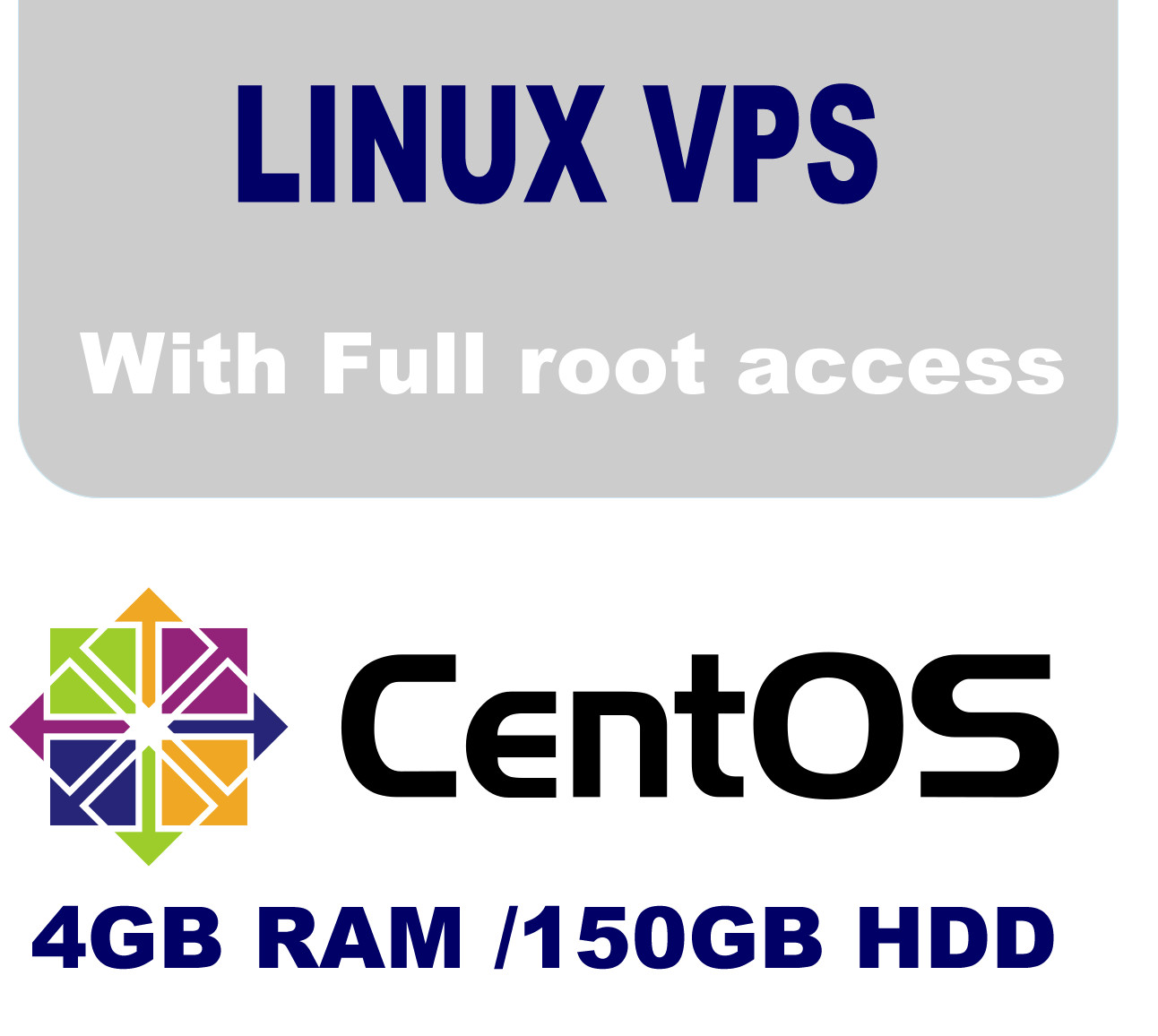 Linux / Centos  VPS Server 4GB RAM,  150GB HDD, 24hour support