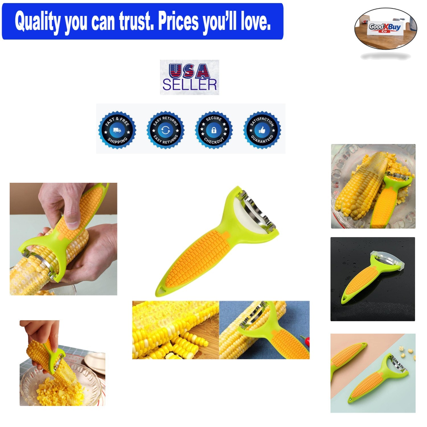 Good Grips Corn Zipper Corn Snipper Peeler 6 Inch Stainless Steel Yellow