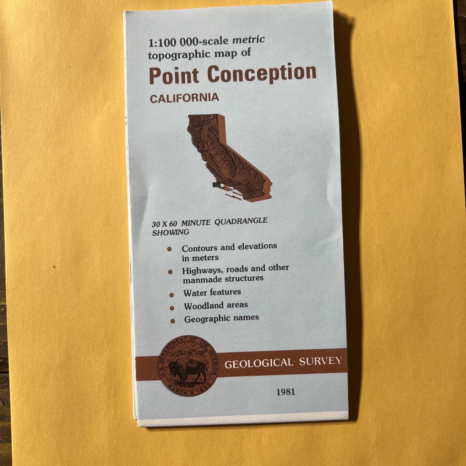 USGS Topographical Map, Point Conception, California, 1981. 1:100,000 Metric