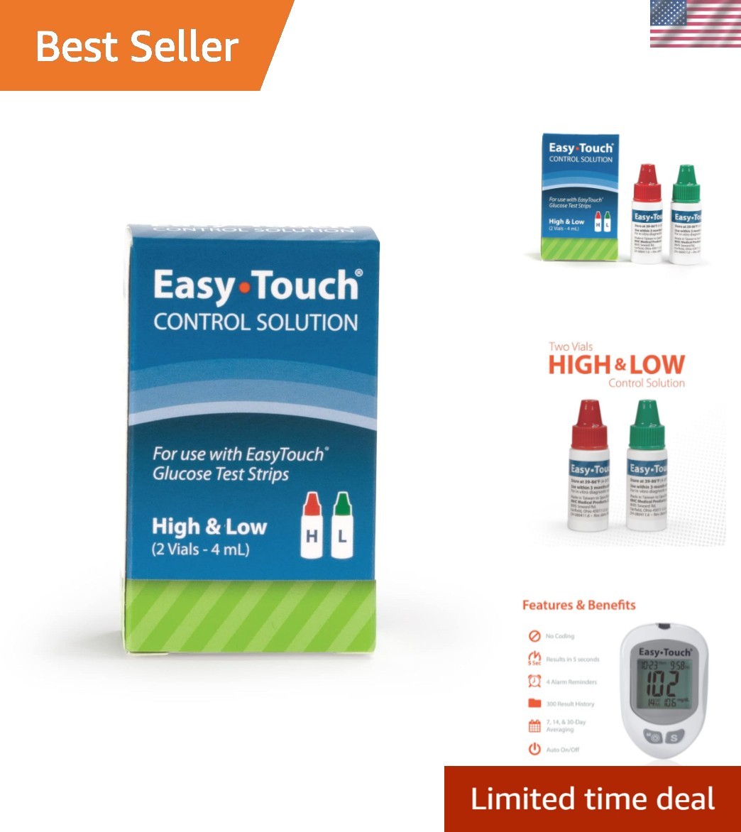 Control Solution Glucose Monitor Kit, Hi & Low, 2 Vials, 4 ml Each