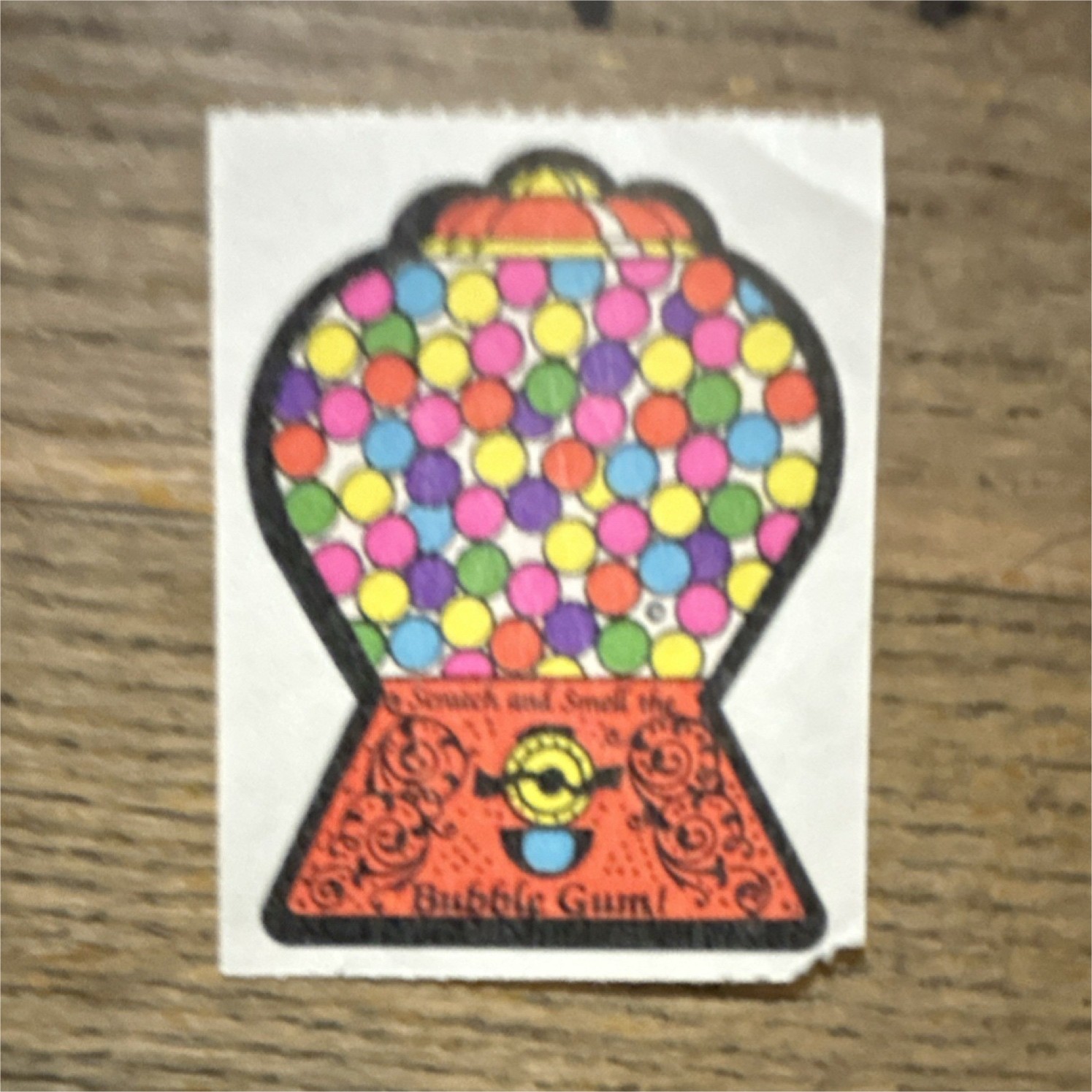 Scratch and Sniff Bubble Gum Gumball Machine Non-Sport Sticker Novelty Paper