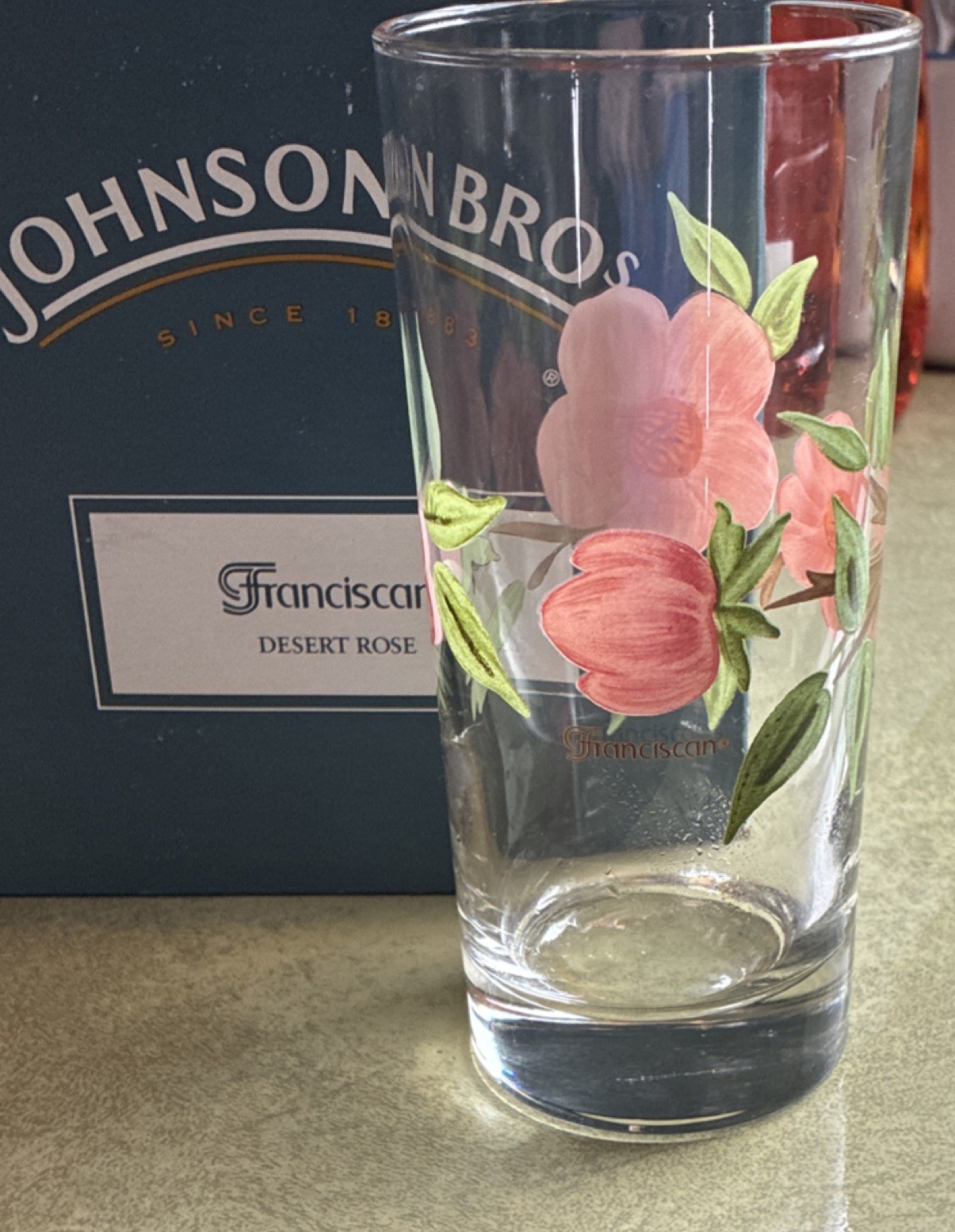 Franciscan Desert Rose Floral Glass Tumblers Set of 4, 45cl, Multicolor