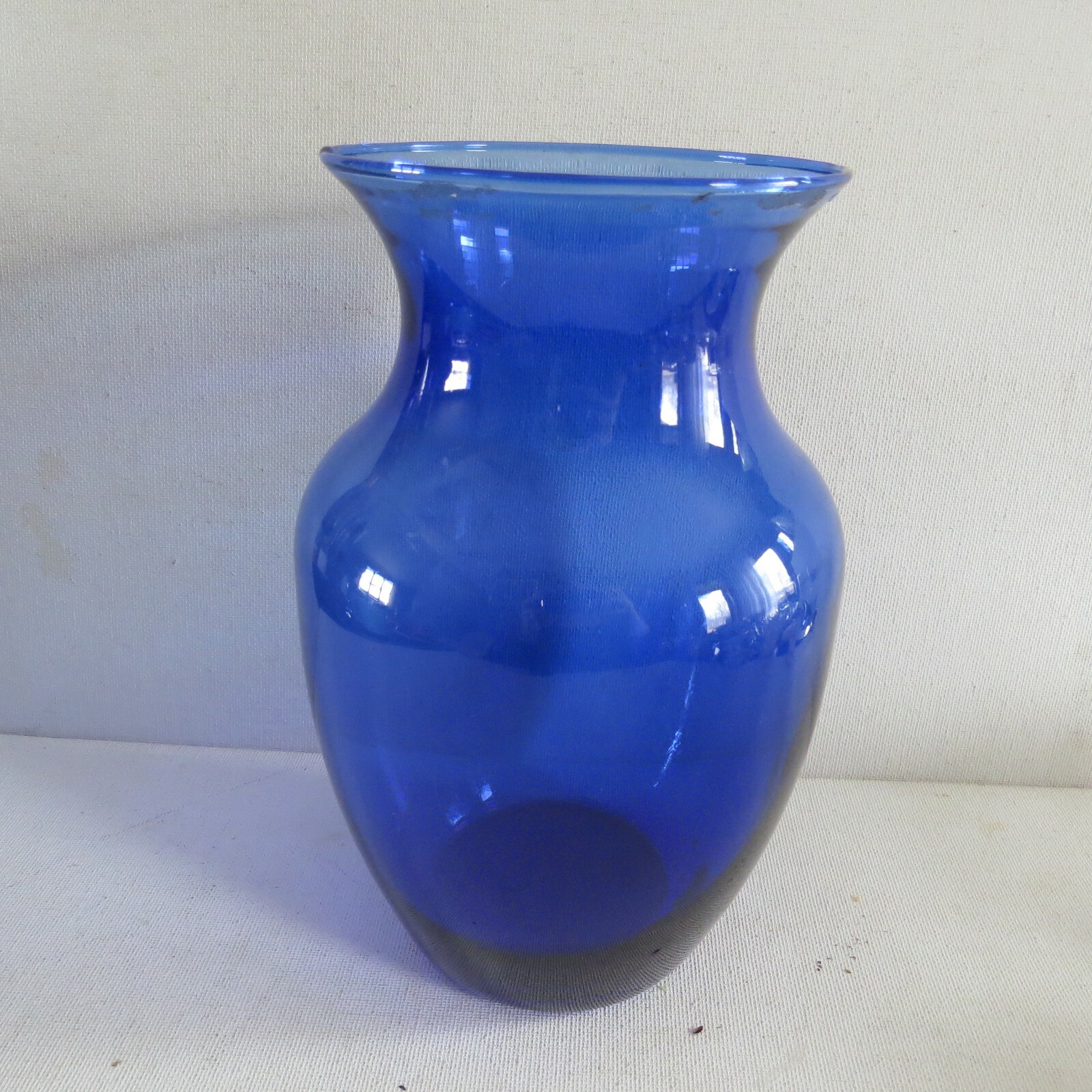 Vintage BLUE GLASS Decorative Vase~ 8"