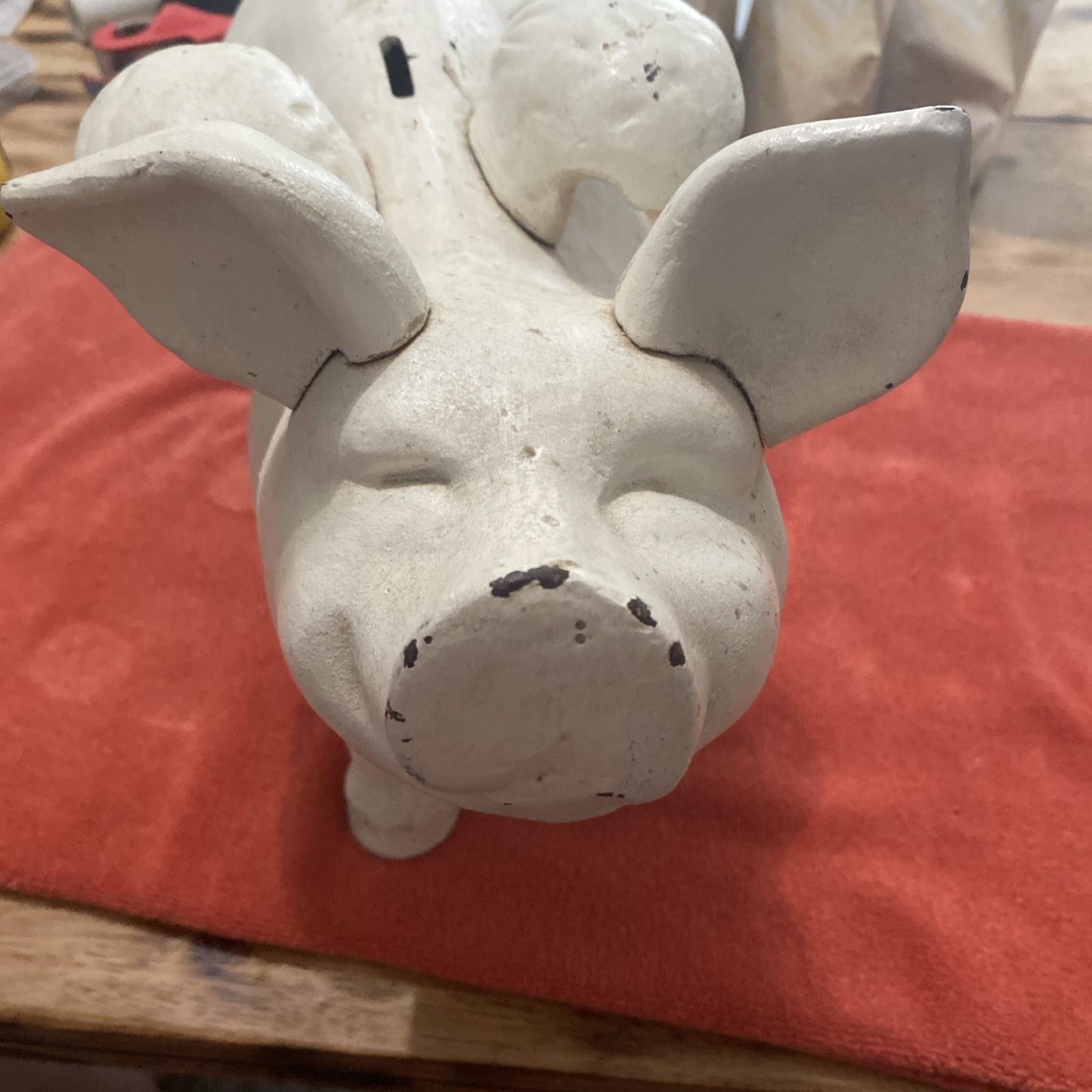 Vtg 1930s 40s Flying Pig Piggy Bank Coin Cast Iron 18” Nose To Tail 11 1/2” Tall