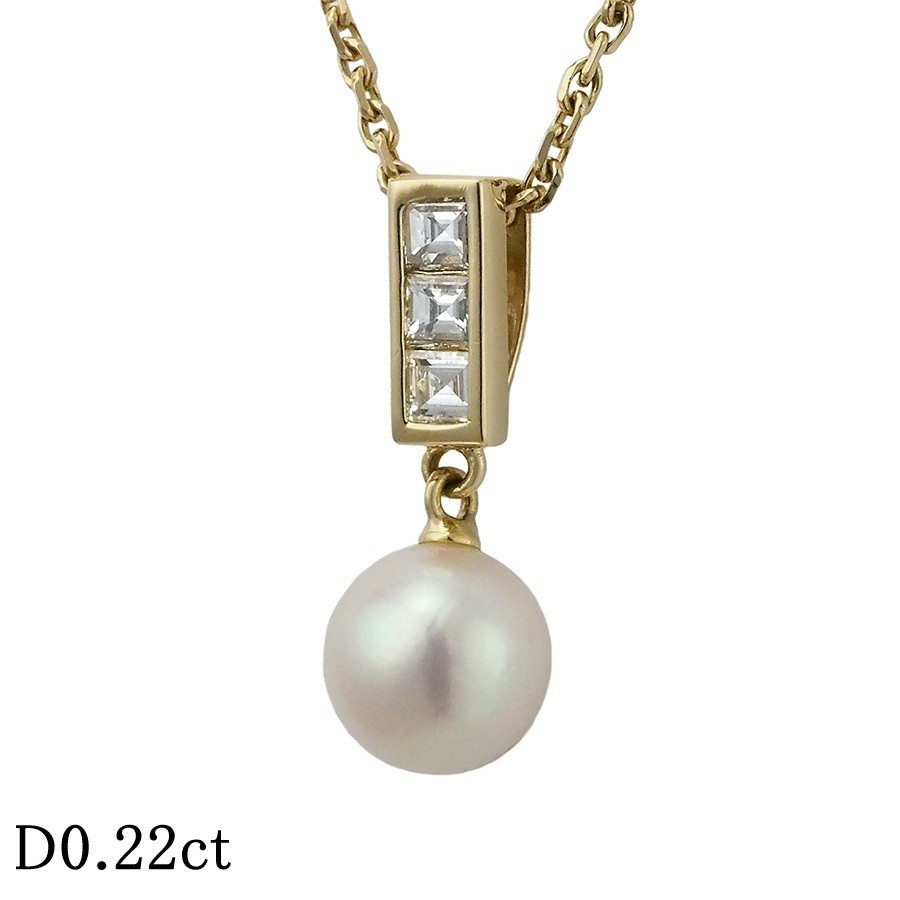 TASAKI Pearl Diamond 0.22ct Necklace K18YG