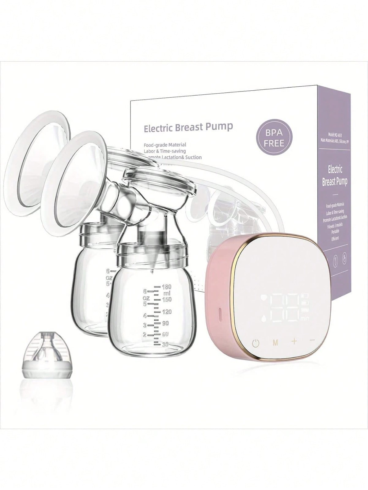 Electric Double Breast Pump 3 Modes 9 Levels Rechargeable Touch Screen w/ Bottle