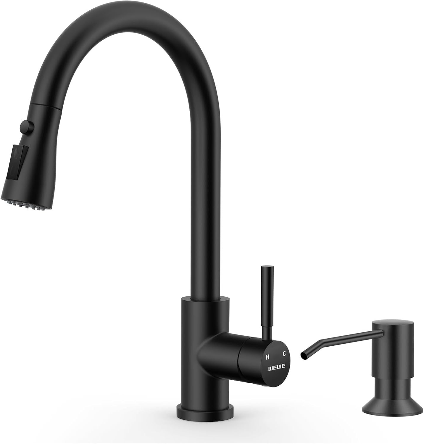 Black Kitchen Faucet with Soap Dispenser