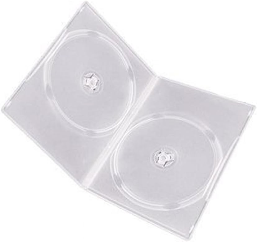 Maxtek 7mm Slim Clear Double CD/DVD Case, 100 Pieces Pack. (2 Discs Capacity... 
