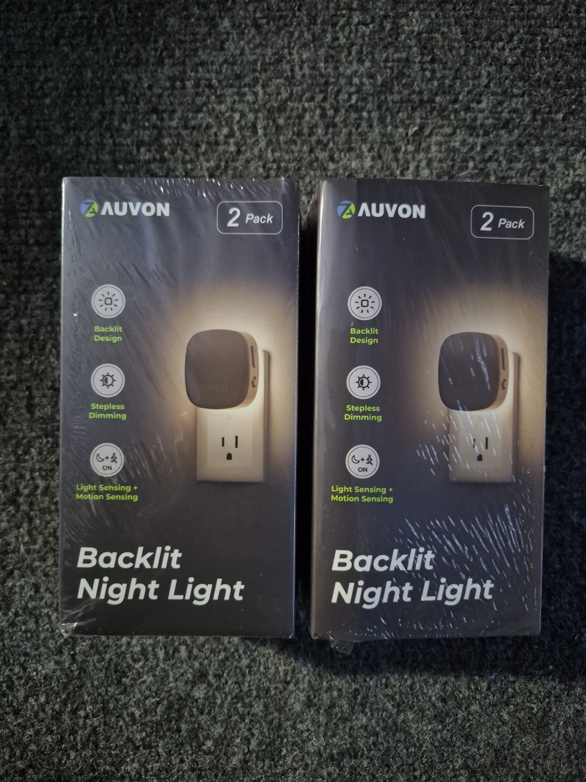 ( 2 ) AUVON Backlit Night Light 2 Pack - Light & Motion Sensing