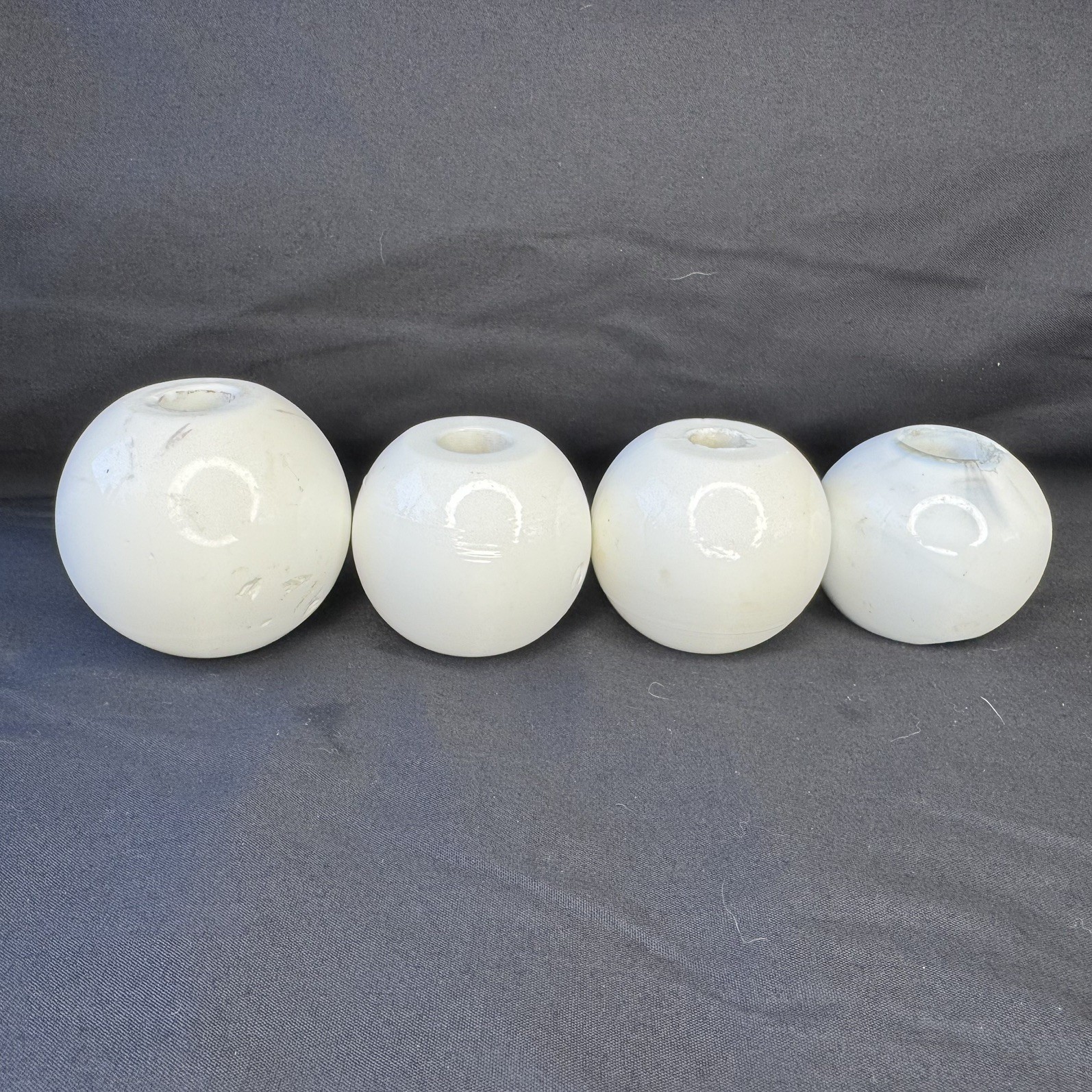 White Slag Glass Lamp Spacers Houze Akro Agate Antique Vtg Art Deco Lamp Parts