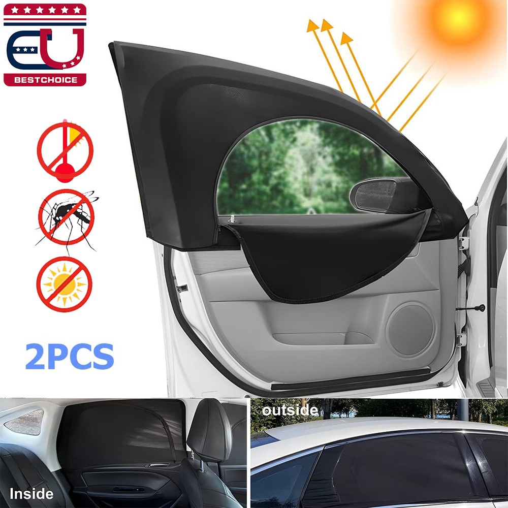 Car Side Window Sun Shade Cover Front Rear Mesh Shield UV Protection with Zipper