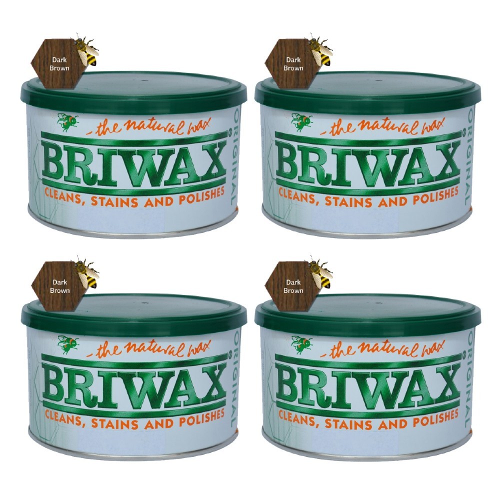 1 Lb Dark Brown Furniture Wax Polish by Briwax, Cleans Stains & Polishes, 4 Pack