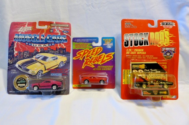 Lot of 3 Ford Mustangs '68 Stock Rods '70 Johnny Lightning Speed Rebels NEW