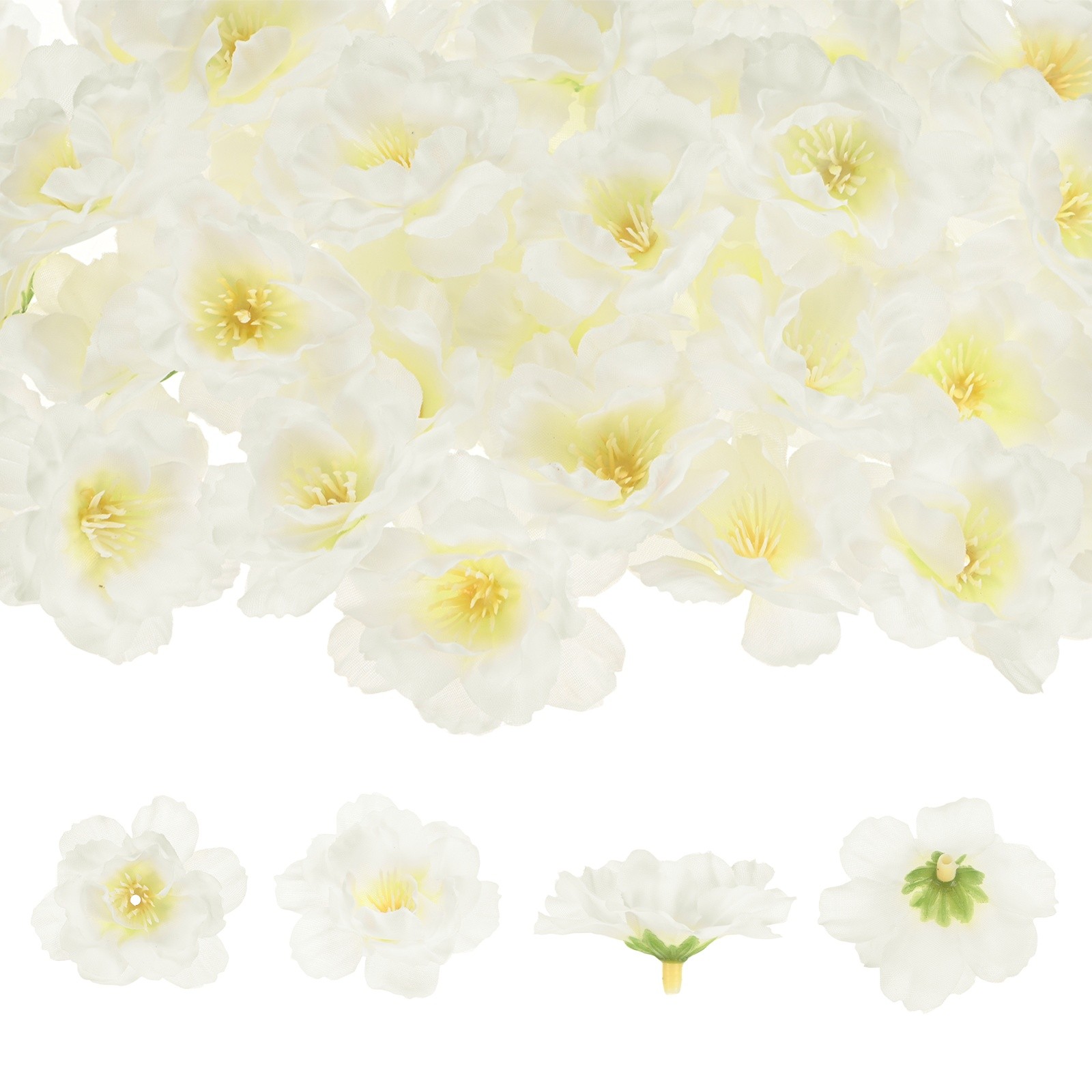 Artificial Flower Heads (2 Inch, White) 20 PCS - Cherry Silk Flowers