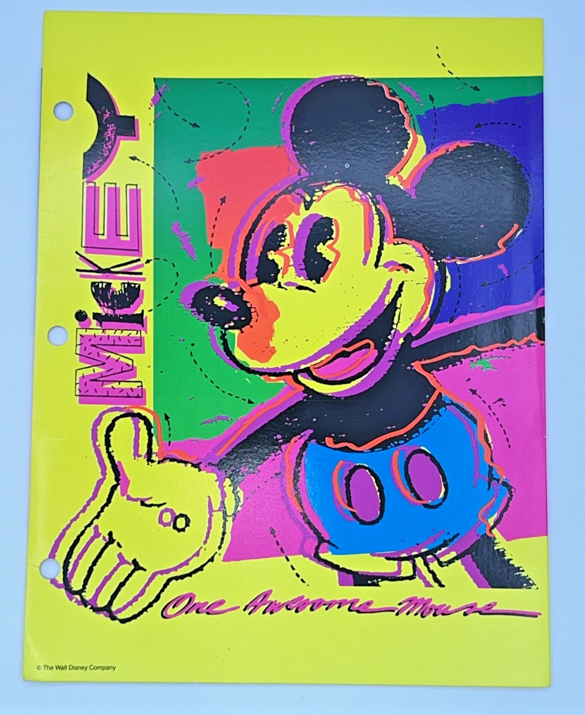 Disney Mickey Mouse Neon 1980s Vintage Mead Portfolio Folders 