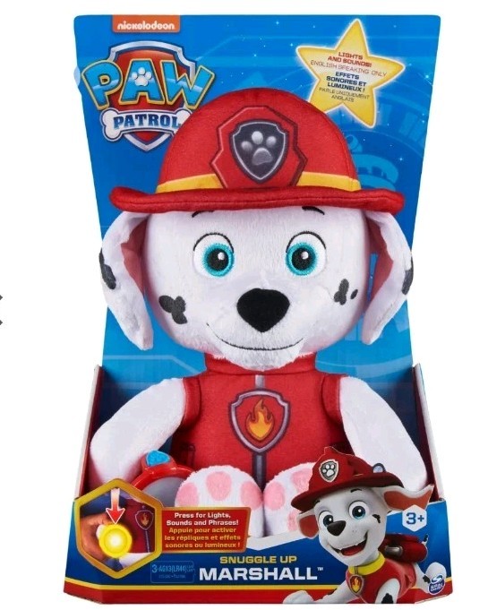 🆕 PAW Patrol Snuggle Up Pup Marshall W/Flashlight Plush Toy Sounds 10 Lullabys