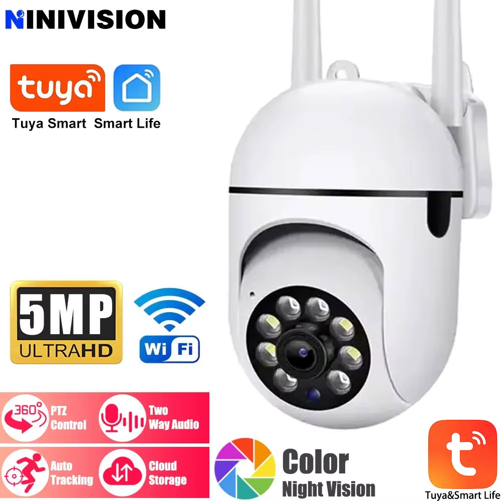 Tuya 5MP Wifi Camera Indoor 360 PTZ Pet Baby Monitor IR Night Vision Ai Detect P