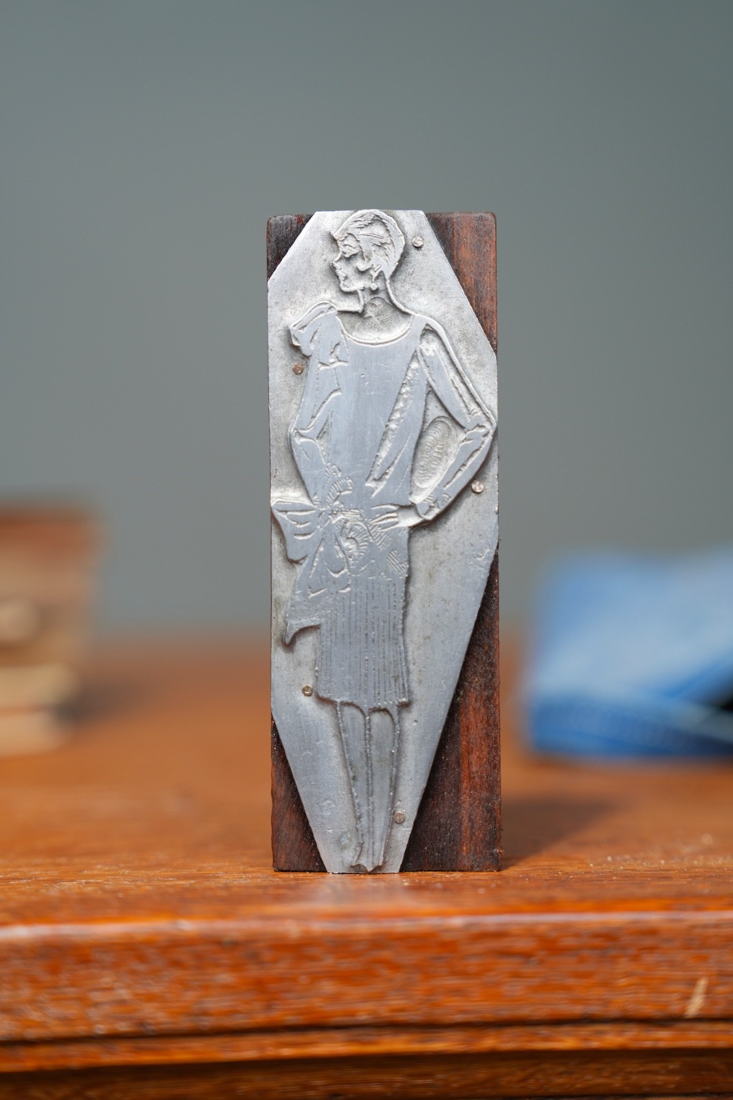 Vintage Art Deco Letterpress Printing Block Dress Antique wood fashion