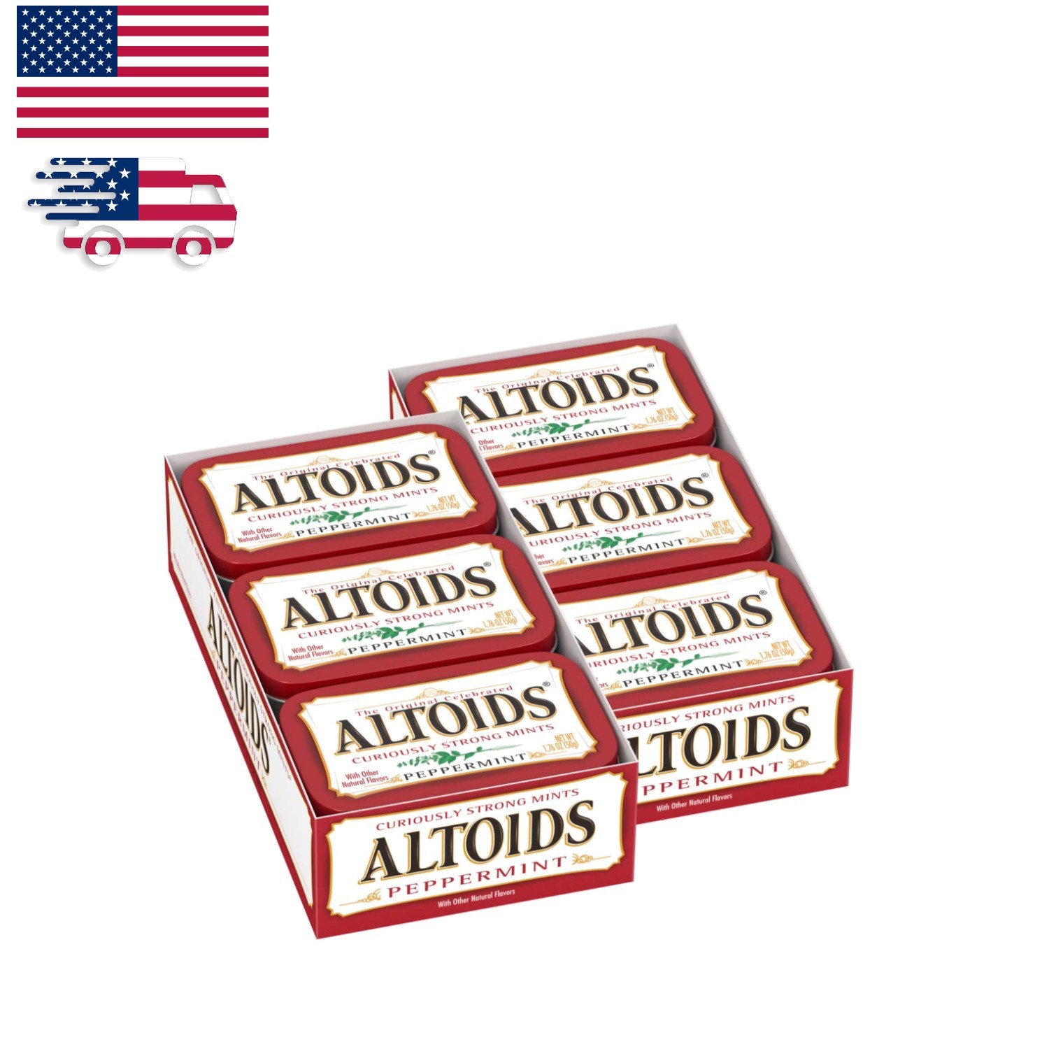 Classic Peppermint Breath Mints in Pocket-Sized Tins - Pack of 12 (1.76 Oz Each)