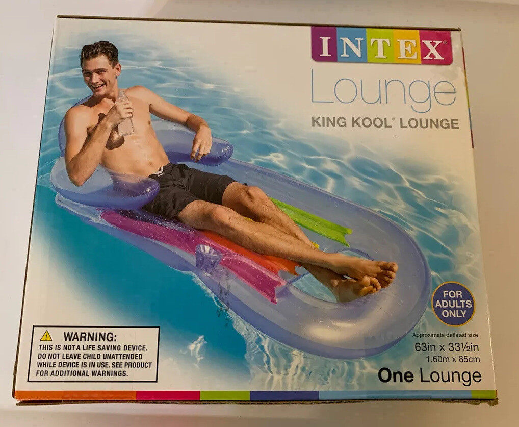 New Intex King Kool Inflatable Lounge, 63" X 33.5"