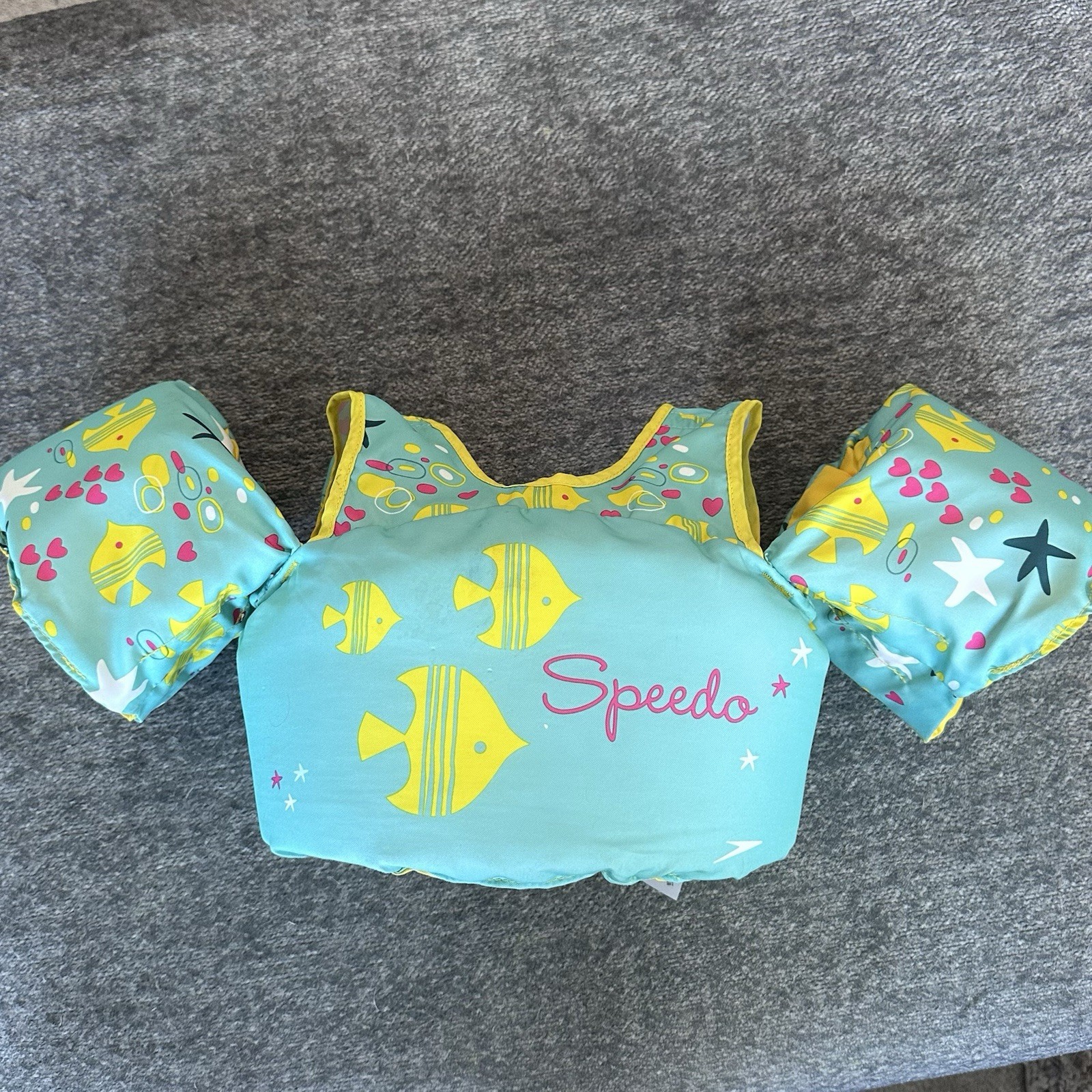 Speedo Child 30-50lb Life Jacket Flotation Device Blue/Yellow Fish Design