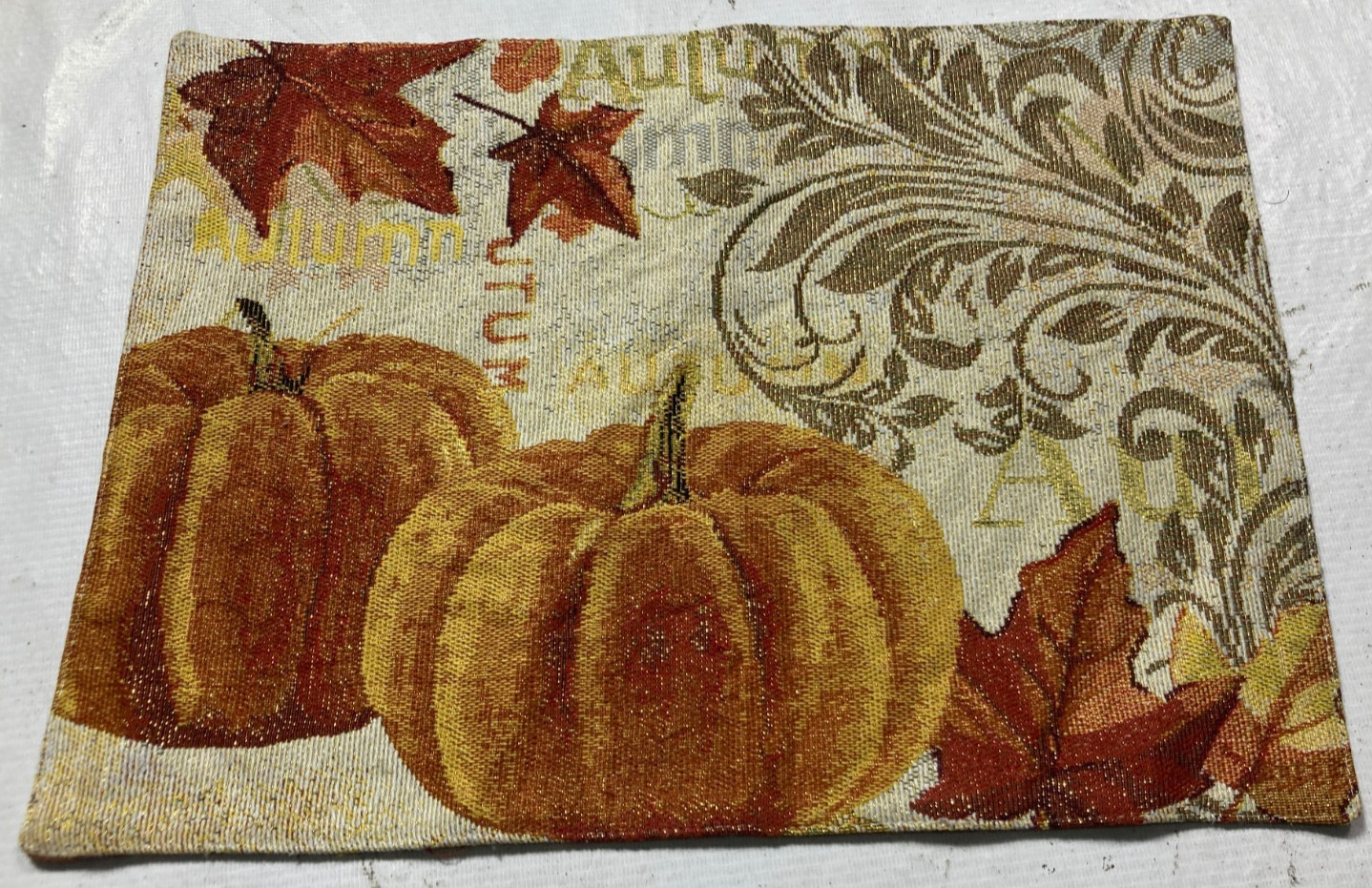 Vintage French Needlepoint Autumn-Theme Scene Home Decor Cushion Front 43x32 cm