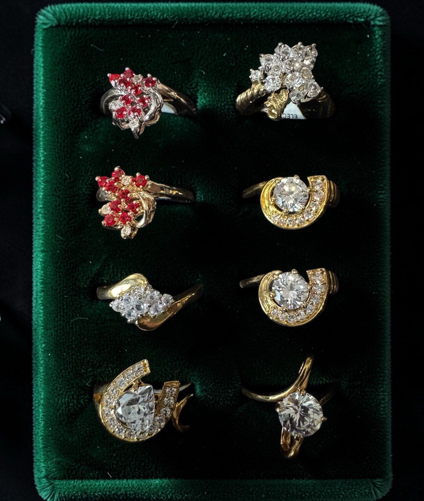 8pc Statement Rings Lot Size 10 Mixed Gold Silver Tone Fashion Jewelry